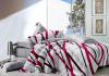 Bộ drap giường, drap chăn, bao áo gối Mạnh mẽ sọc trắng đen và đỏ Bộ số 21 